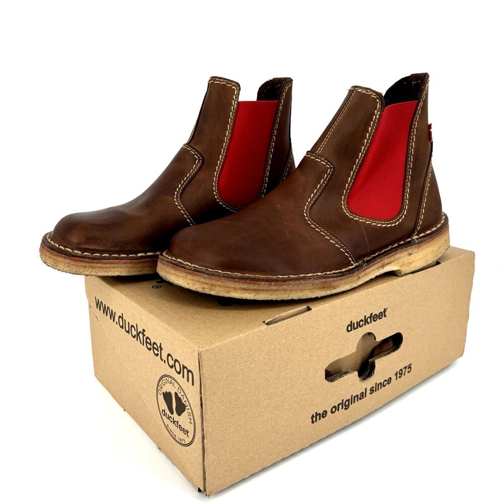 Duckfeet ROSKILDE Chelsea Boots Cocoa/Red EU SIZE 41 (US 8.5) NIB